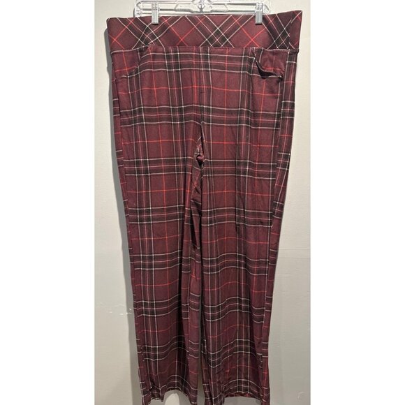 Studio by Torrid 2R Sz 18 Burgundy Plaid Pull-On Pixie Pants Wide Leg Cozy Comfy - Picture 1 of 6